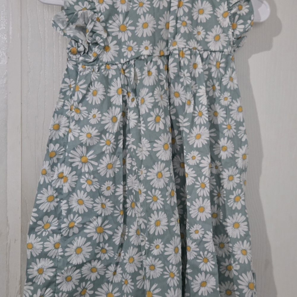 Size 10 Marie Nicole Floral Kids Casual Dress - Green and Yellow - Picture 3 of 5
